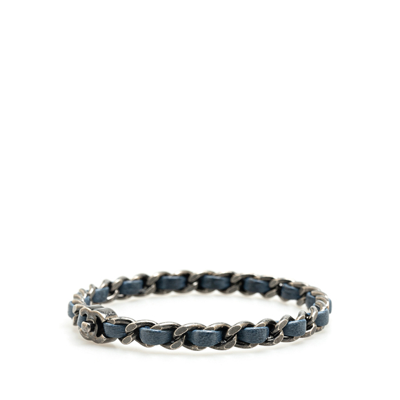 Pre-Loved Chanel Silver Plated Leather Woven Chain CC Turnlock Bracelet - Picture 2 of 4